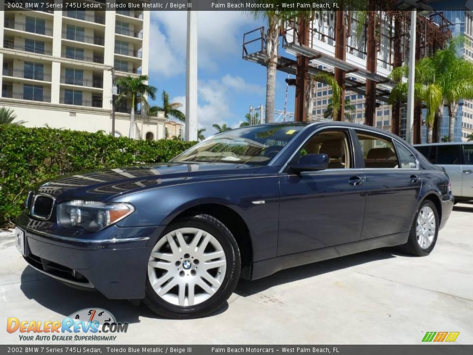 2002 BMW 7 Series 745Li Sedan Toledo Blue Metallic / Beige III Photo #10