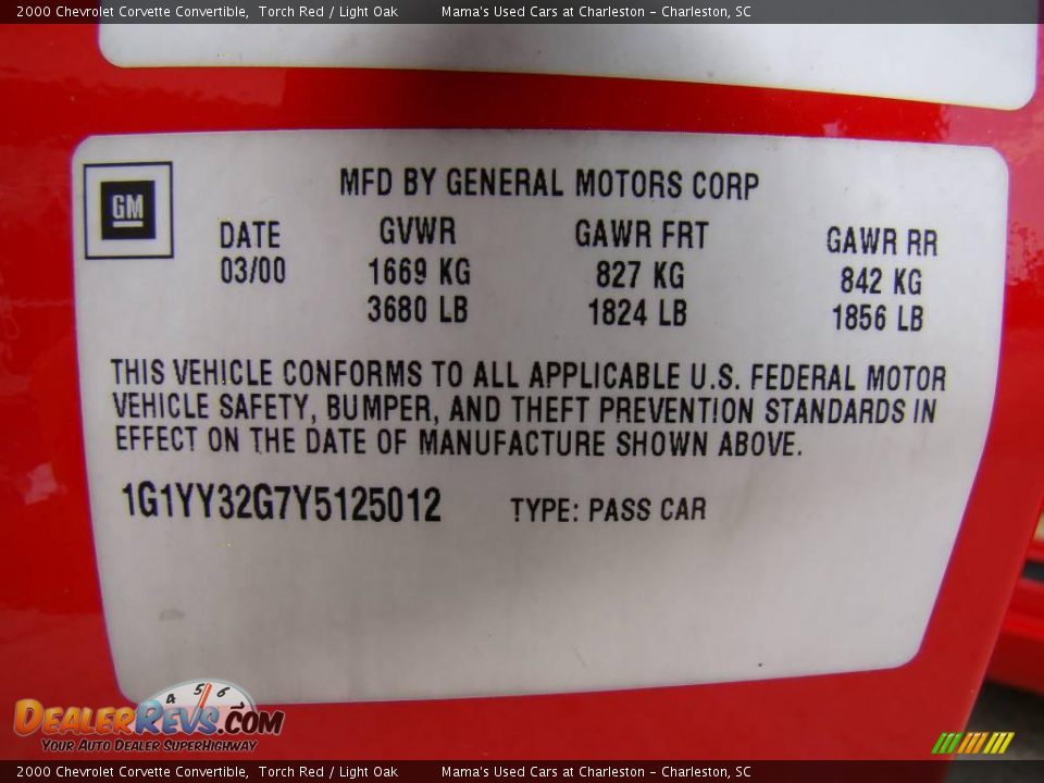 2000 Chevrolet Corvette Convertible Torch Red / Light Oak Photo #17