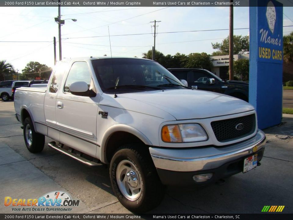 2000 Ford F150 Lariat Extended Cab 4x4 Oxford White / Medium Graphite Photo #4