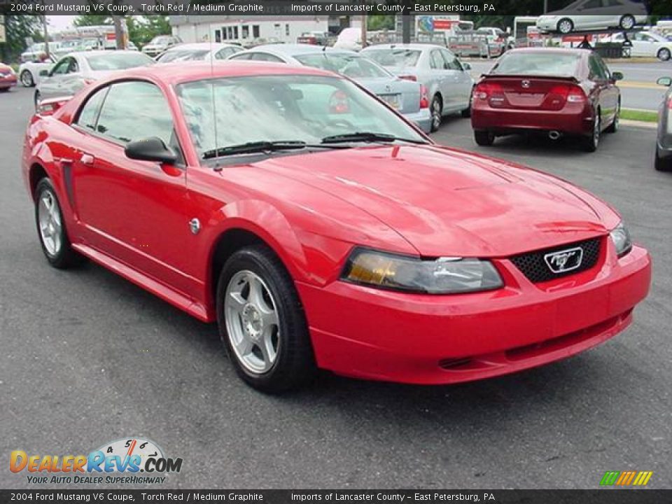 2004 Ford Mustang V6 Coupe Torch Red / Medium Graphite Photo #1