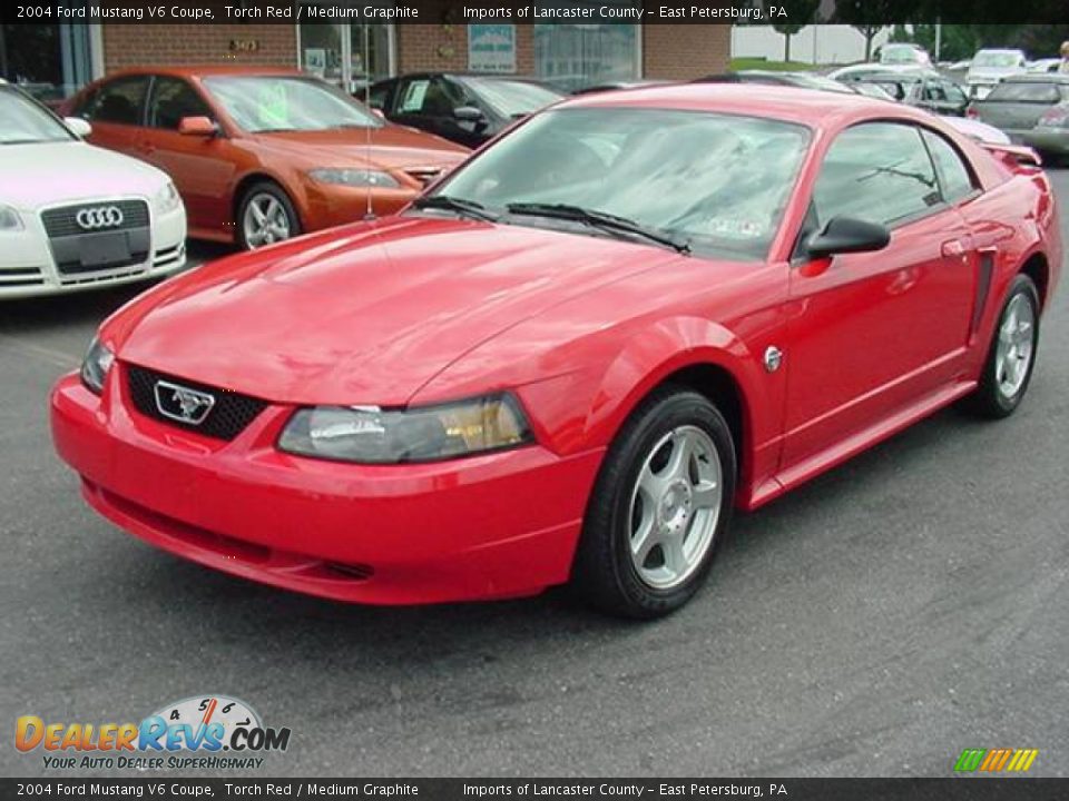 2004 Ford Mustang V6 Coupe Torch Red / Medium Graphite Photo #3