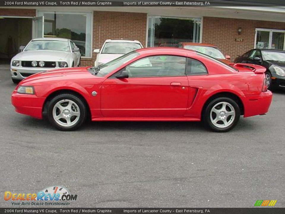 2004 Ford Mustang V6 Coupe Torch Red / Medium Graphite Photo #6