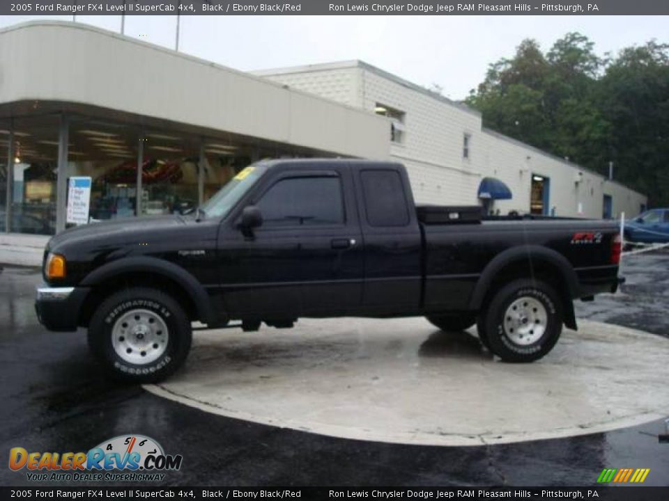 2005 Ford Ranger FX4 Level II SuperCab 4x4 Black / Ebony Black/Red Photo #1
