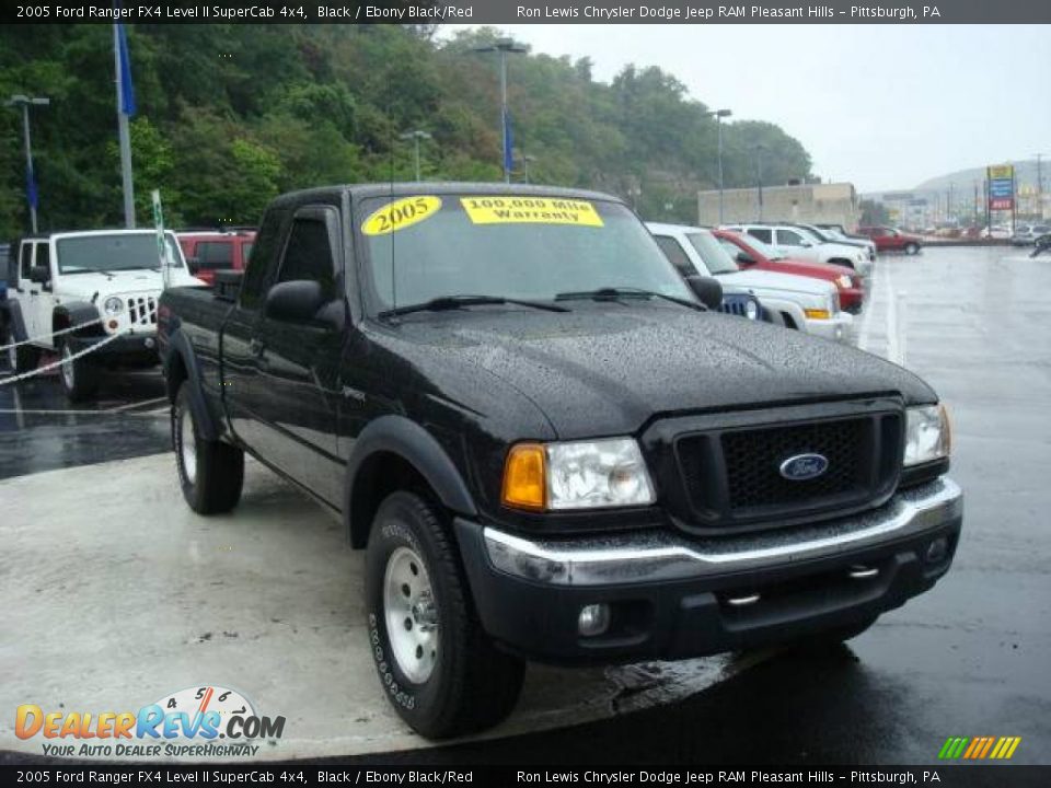 2005 Ford Ranger FX4 Level II SuperCab 4x4 Black / Ebony Black/Red Photo #6