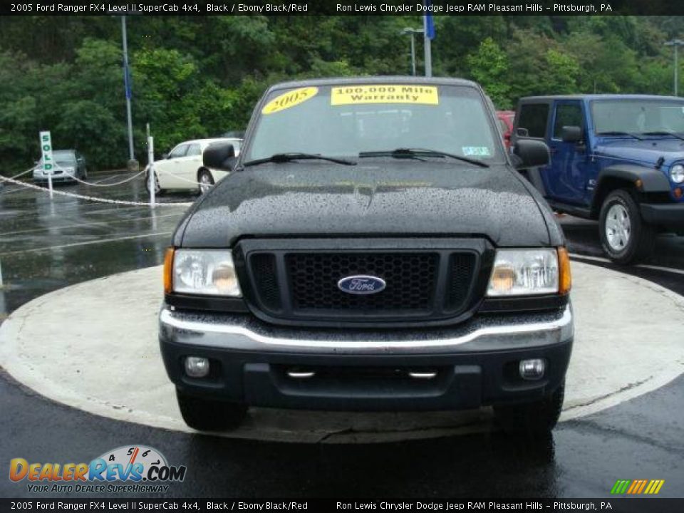2005 Ford Ranger FX4 Level II SuperCab 4x4 Black / Ebony Black/Red Photo #7
