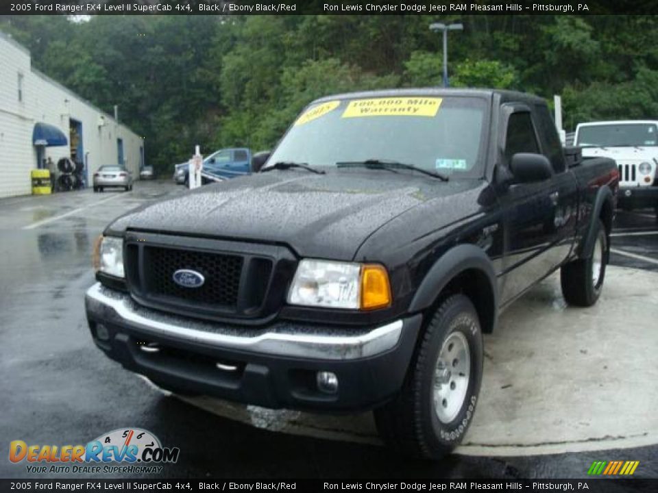 2005 Ford Ranger FX4 Level II SuperCab 4x4 Black / Ebony Black/Red Photo #8