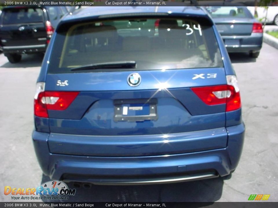 2006 BMW X3 3.0i Mystic Blue Metallic / Sand Beige Photo #4