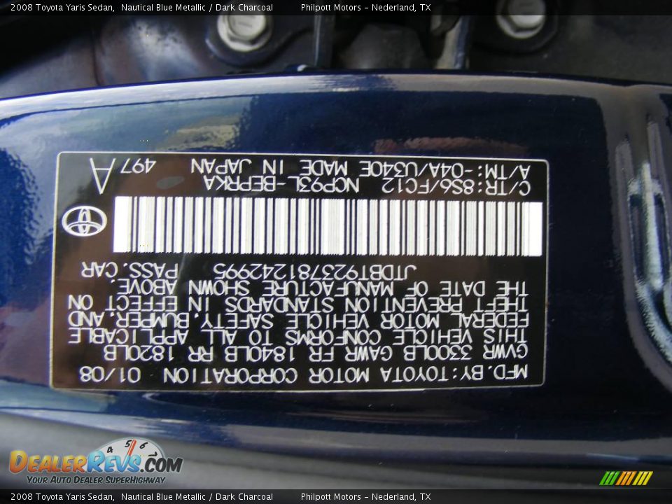 2008 Toyota Yaris Sedan Nautical Blue Metallic / Dark Charcoal Photo #27