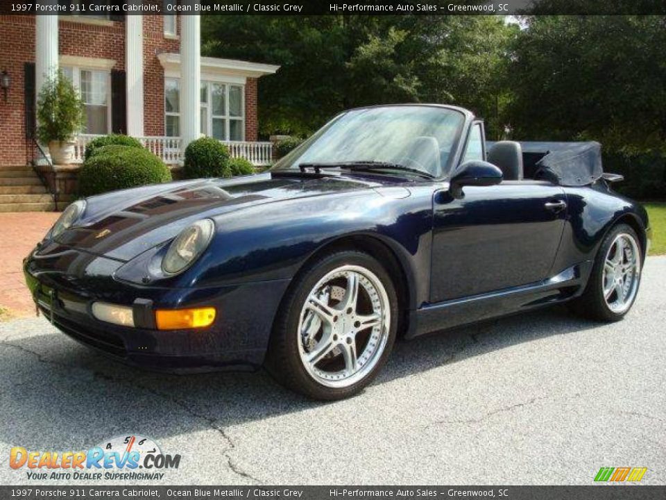1997 Porsche 911 Carrera Cabriolet Ocean Blue Metallic / Classic Grey Photo #2