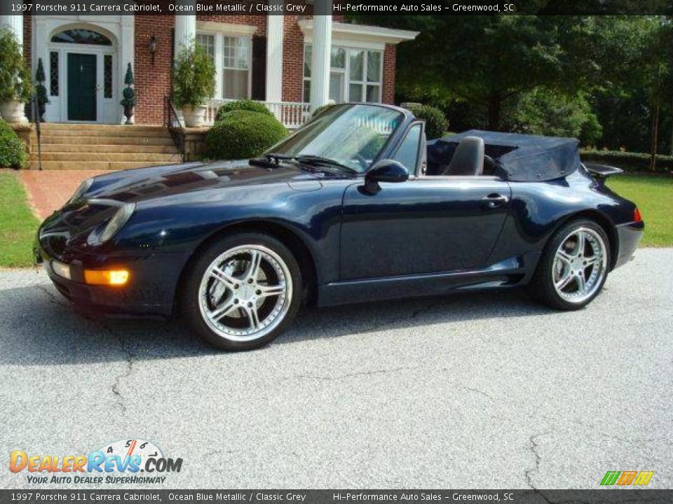 1997 Porsche 911 Carrera Cabriolet Ocean Blue Metallic / Classic Grey Photo #3