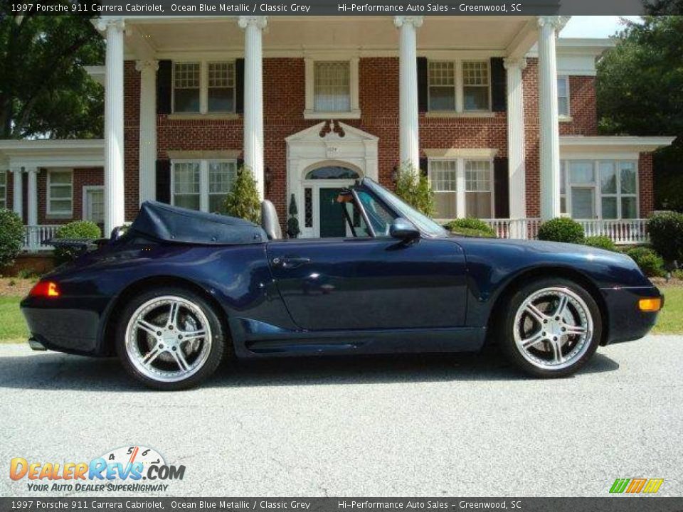 1997 Porsche 911 Carrera Cabriolet Ocean Blue Metallic / Classic Grey Photo #12
