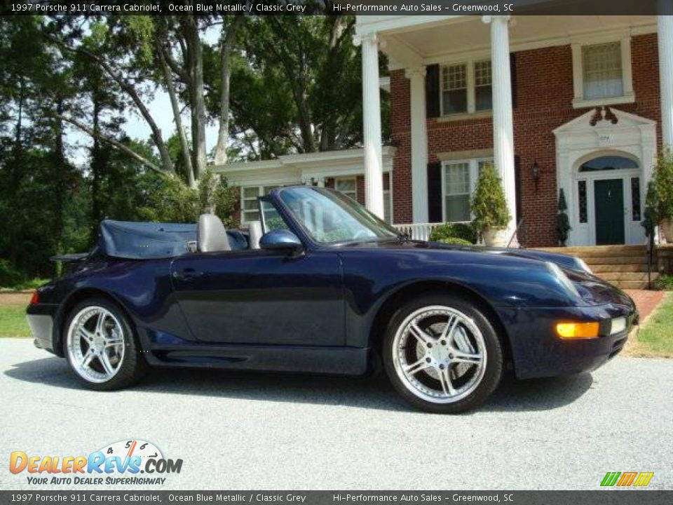 1997 Porsche 911 Carrera Cabriolet Ocean Blue Metallic / Classic Grey Photo #13