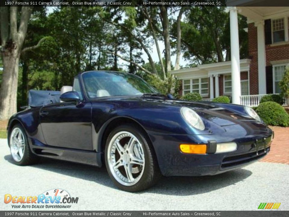 1997 Porsche 911 Carrera Cabriolet Ocean Blue Metallic / Classic Grey Photo #14