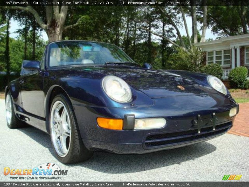 1997 Porsche 911 Carrera Cabriolet Ocean Blue Metallic / Classic Grey Photo #15