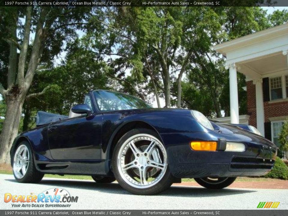 1997 Porsche 911 Carrera Cabriolet Ocean Blue Metallic / Classic Grey Photo #17