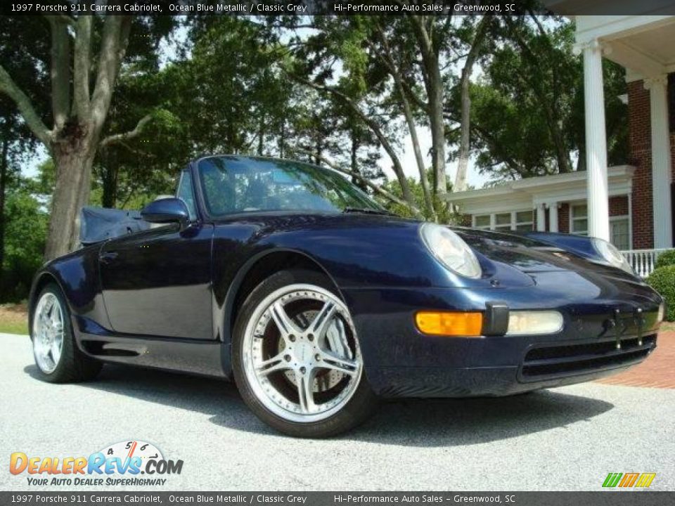 1997 Porsche 911 Carrera Cabriolet Ocean Blue Metallic / Classic Grey Photo #32
