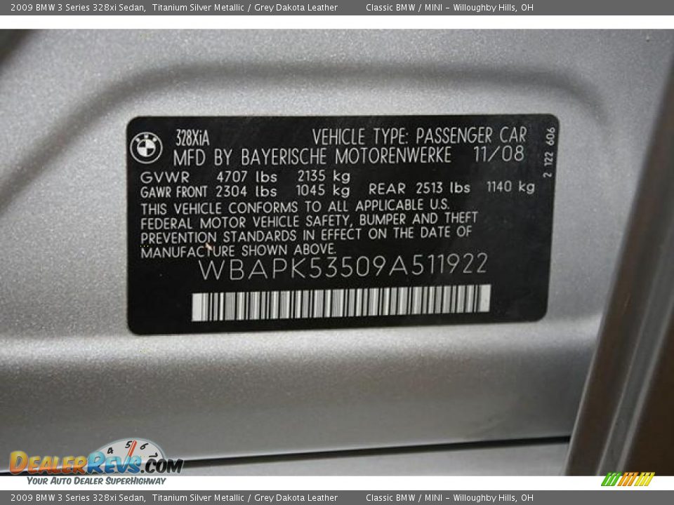 2009 BMW 3 Series 328xi Sedan Titanium Silver Metallic / Grey Dakota Leather Photo #27