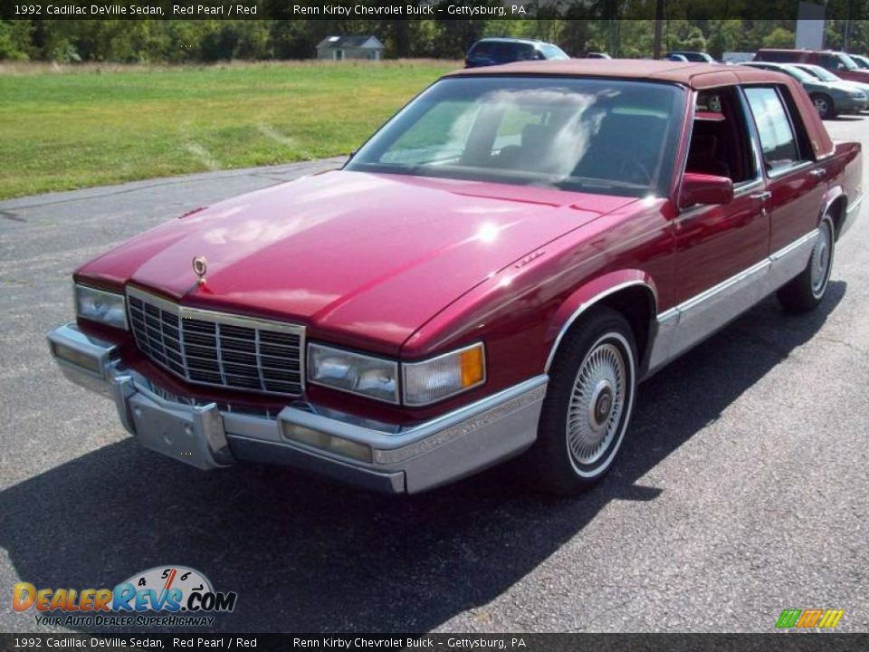 1992 Cadillac DeVille Sedan Red Pearl / Red Photo #2