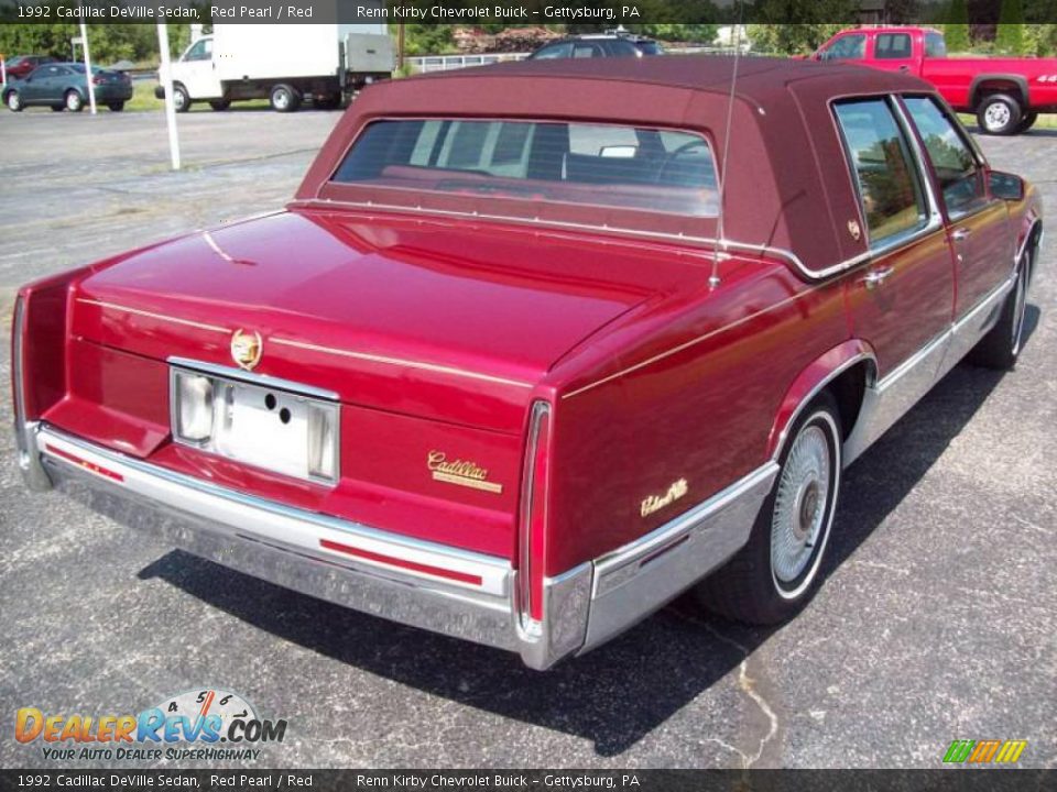 1992 Cadillac DeVille Sedan Red Pearl / Red Photo #3