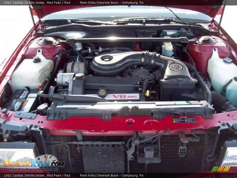 1992 Cadillac DeVille Sedan Red Pearl / Red Photo #10