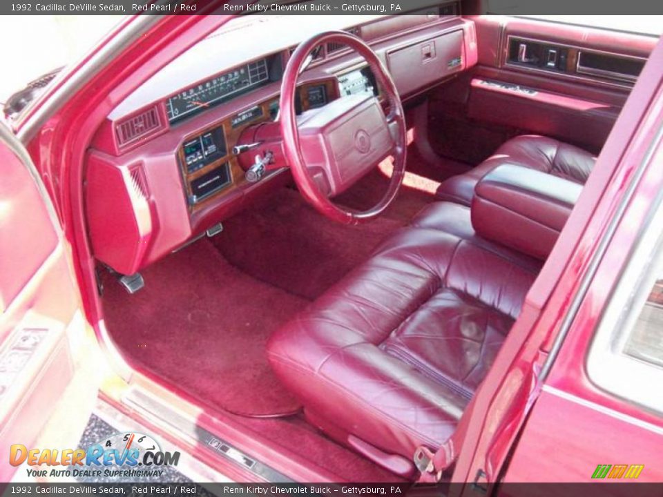 1992 Cadillac DeVille Sedan Red Pearl / Red Photo #15