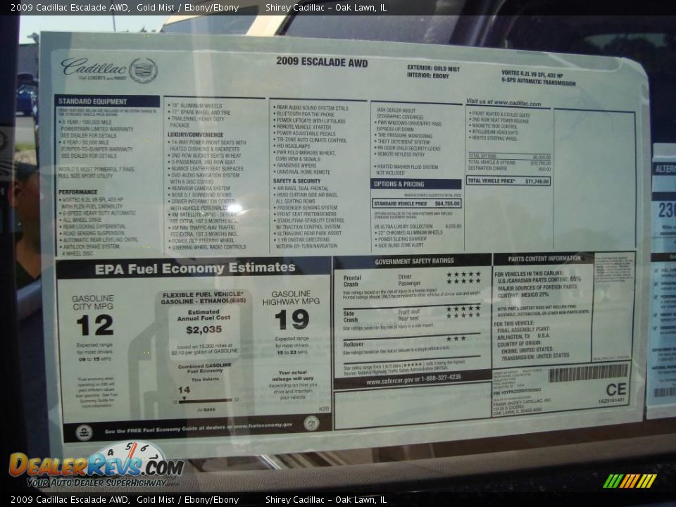 2009 Cadillac Escalade AWD Gold Mist / Ebony/Ebony Photo #18