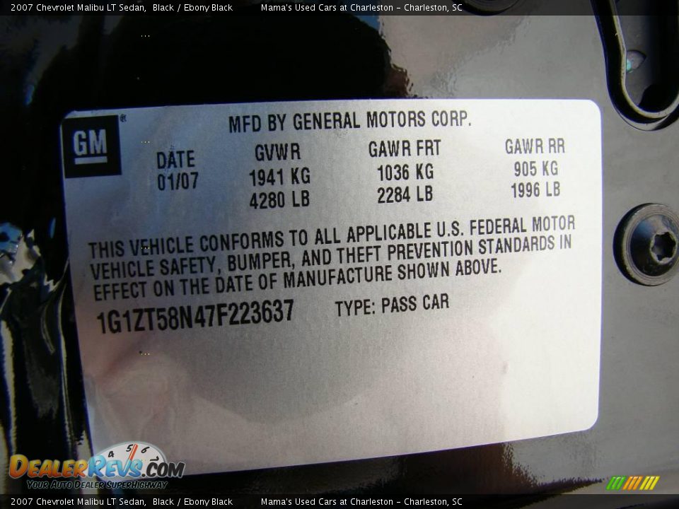 2007 Chevrolet Malibu LT Sedan Black / Ebony Black Photo #19