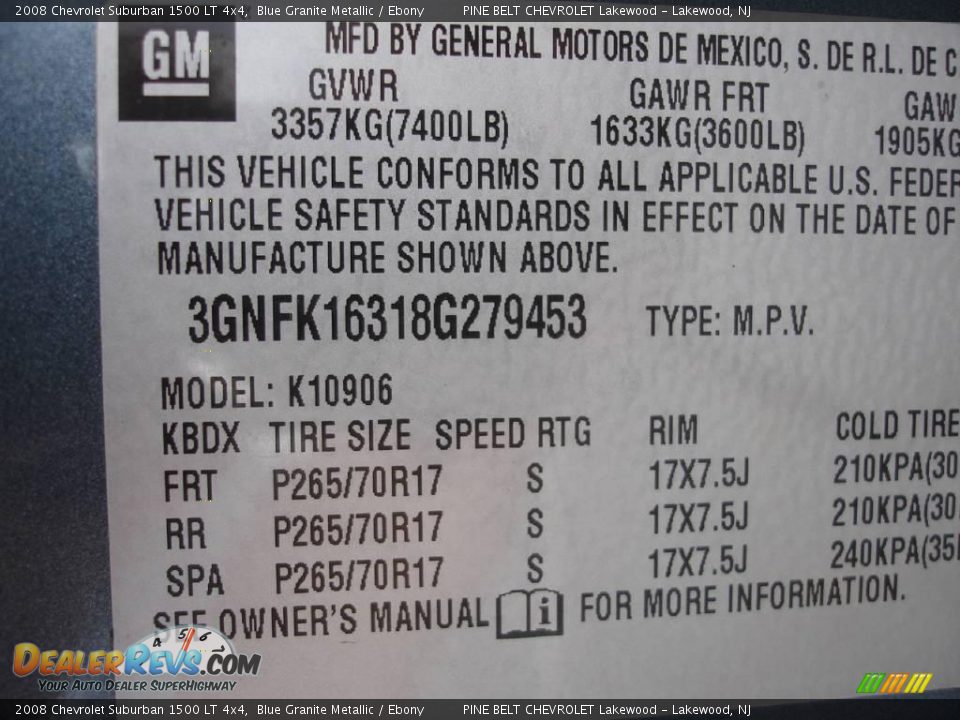 2008 Chevrolet Suburban 1500 LT 4x4 Blue Granite Metallic / Ebony Photo #15