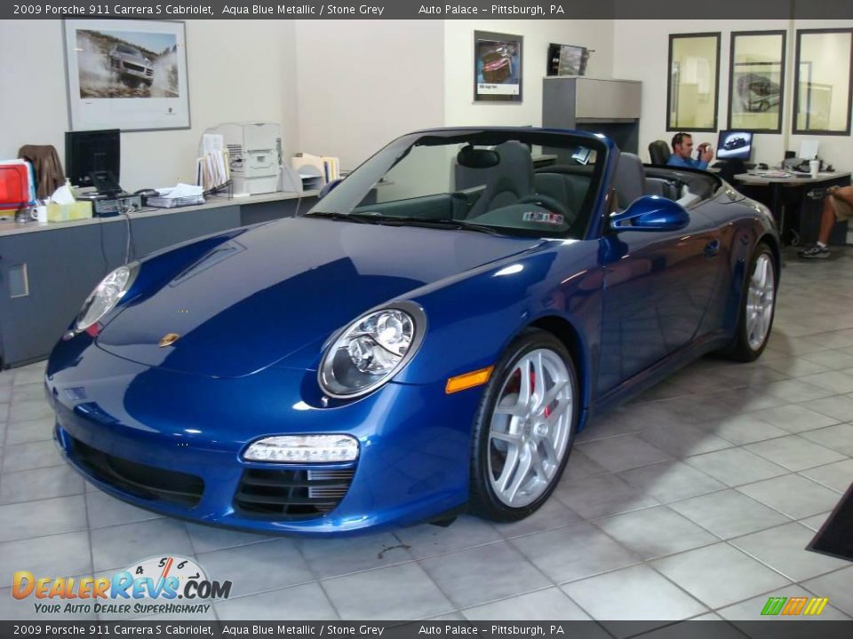 2009 Porsche 911 Carrera S Cabriolet Aqua Blue Metallic / Stone Grey Photo #1