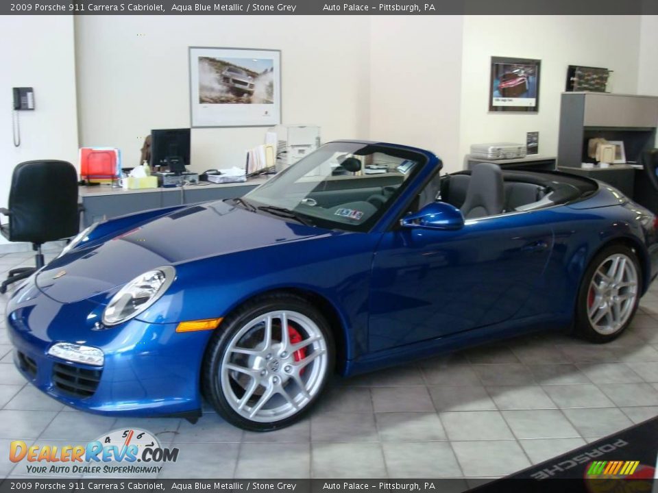 2009 Porsche 911 Carrera S Cabriolet Aqua Blue Metallic / Stone Grey Photo #2