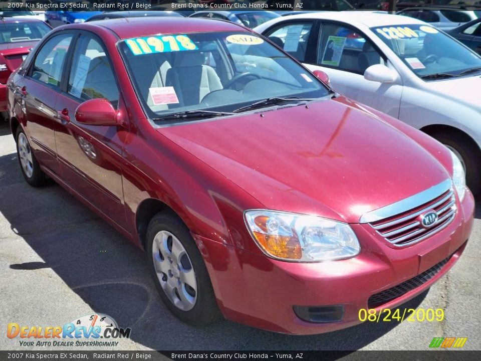 2007 Kia Spectra EX Sedan Radiant Red / Beige Photo #2