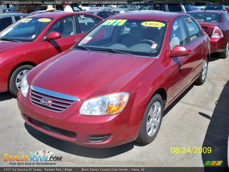 2007 Kia Spectra EX Sedan Radiant Red / Beige Photo #3