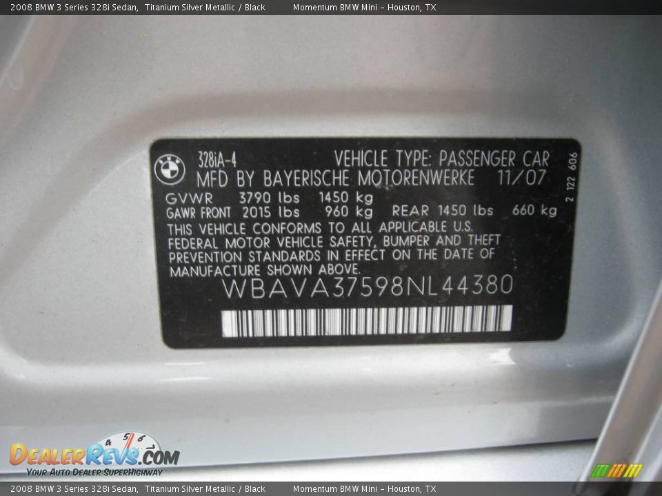 2008 BMW 3 Series 328i Sedan Titanium Silver Metallic / Black Photo #21