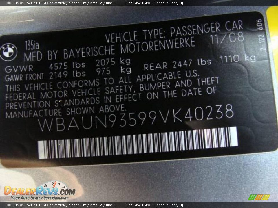 2009 BMW 1 Series 135i Convertible Space Grey Metallic / Black Photo #31