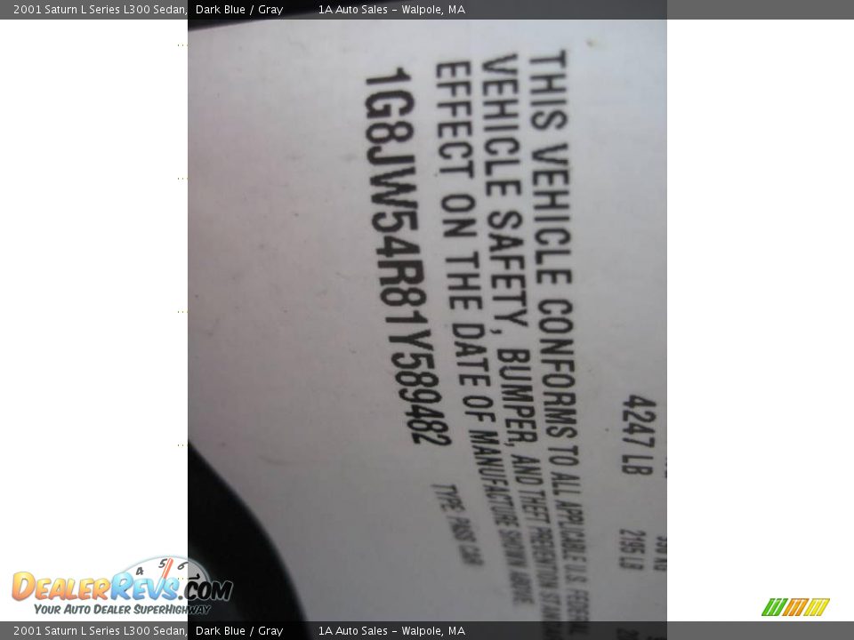 2001 Saturn L Series L300 Sedan Dark Blue / Gray Photo #6