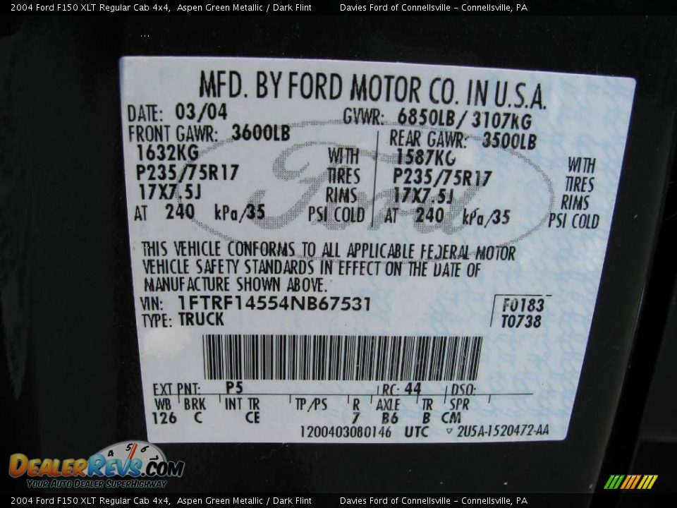 2004 Ford F150 XLT Regular Cab 4x4 Aspen Green Metallic / Dark Flint Photo #14