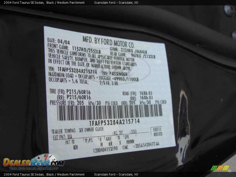 2004 Ford Taurus SE Sedan Black / Medium Parchment Photo #23