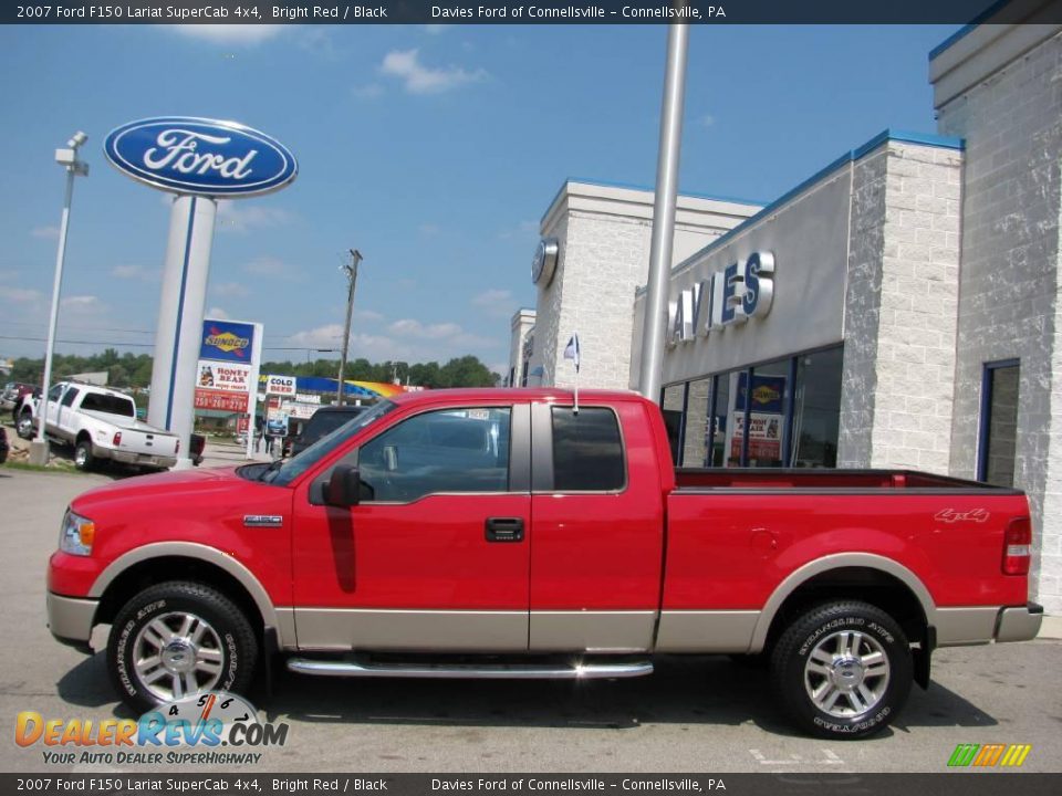 2007 Ford F150 Lariat SuperCab 4x4 Bright Red / Black Photo #2