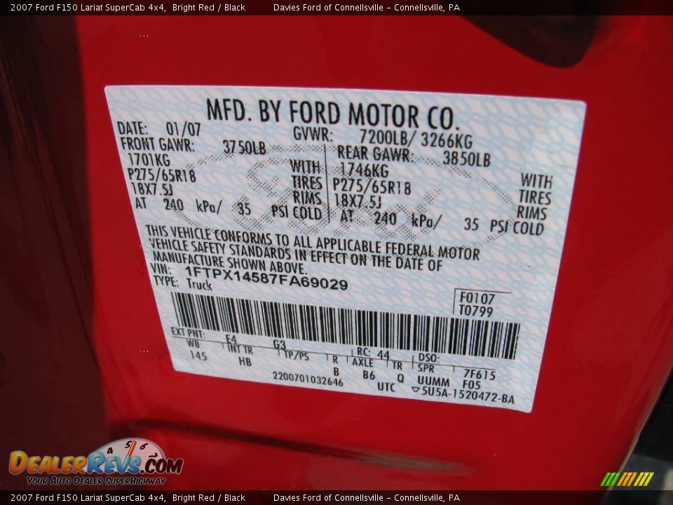 2007 Ford F150 Lariat SuperCab 4x4 Bright Red / Black Photo #14