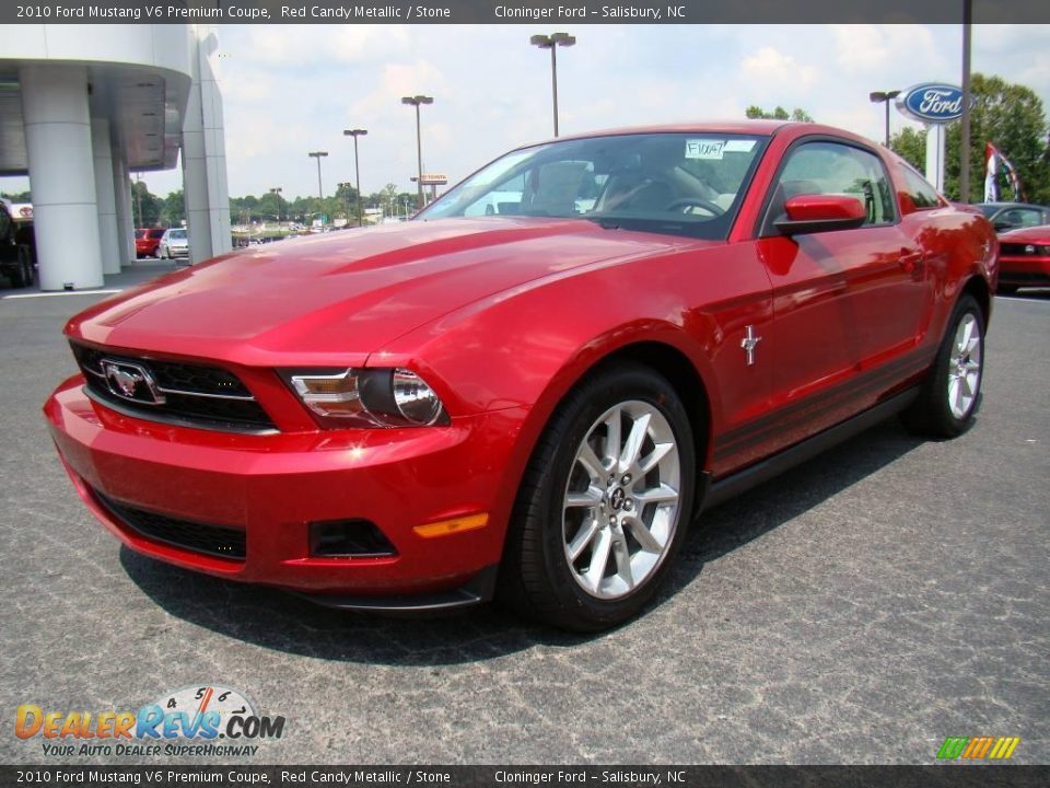 2010 Ford Mustang V6 Premium Coupe Red Candy Metallic / Stone Photo #6