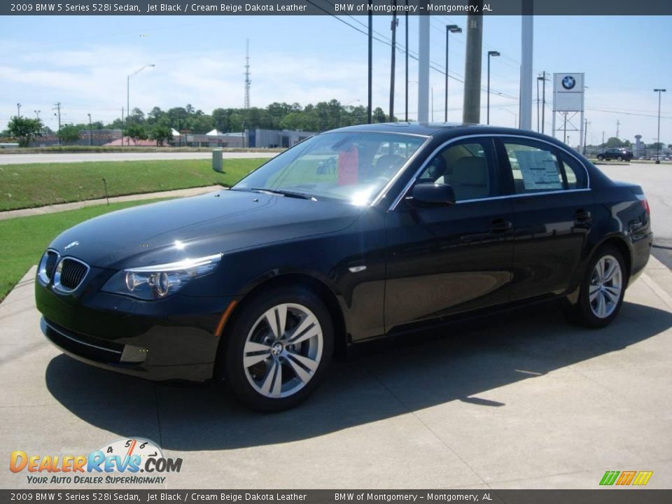 2009 BMW 5 Series 528i Sedan Jet Black / Cream Beige Dakota Leather Photo #1