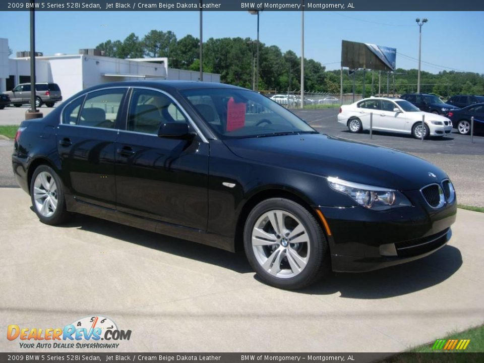 2009 BMW 5 Series 528i Sedan Jet Black / Cream Beige Dakota Leather Photo #2