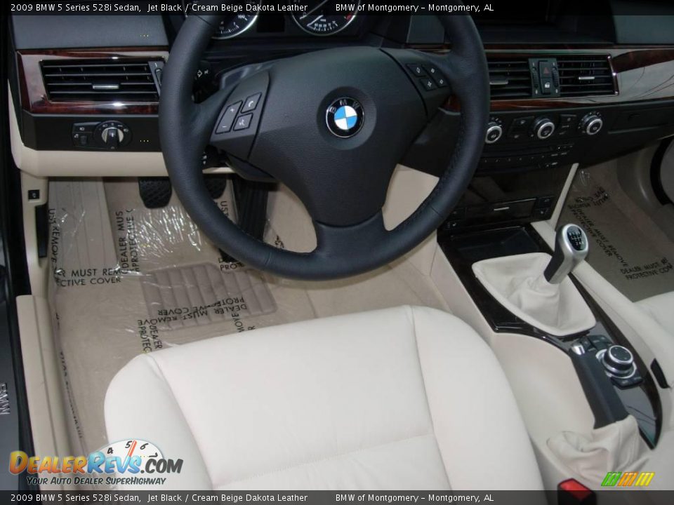 2009 BMW 5 Series 528i Sedan Jet Black / Cream Beige Dakota Leather Photo #9