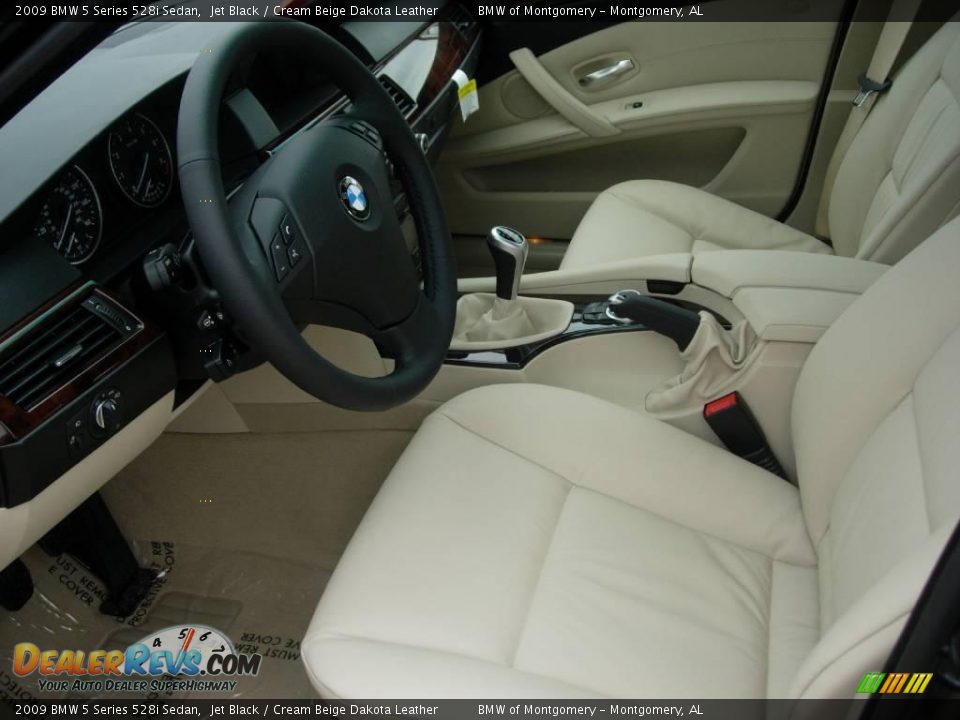 2009 BMW 5 Series 528i Sedan Jet Black / Cream Beige Dakota Leather Photo #10