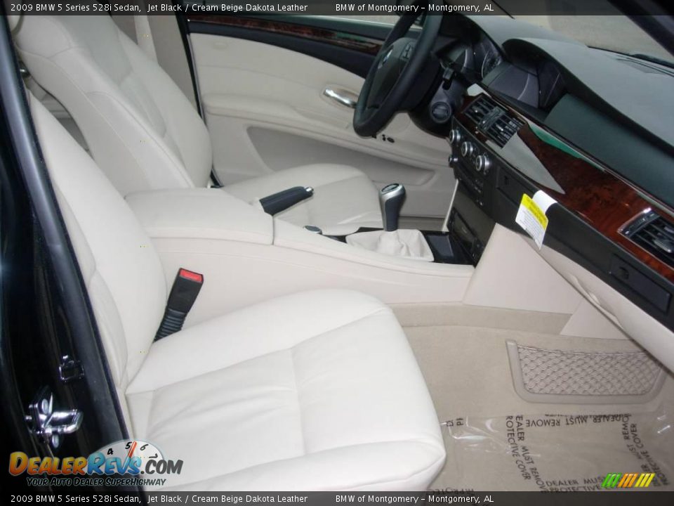 2009 BMW 5 Series 528i Sedan Jet Black / Cream Beige Dakota Leather Photo #13