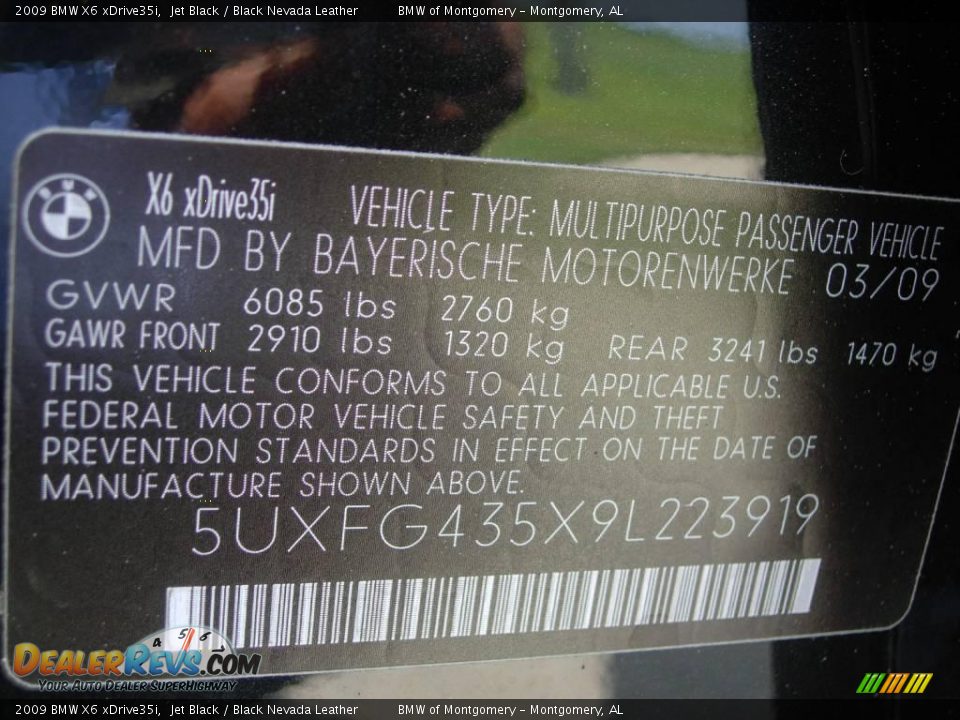 2009 BMW X6 xDrive35i Jet Black / Black Nevada Leather Photo #29