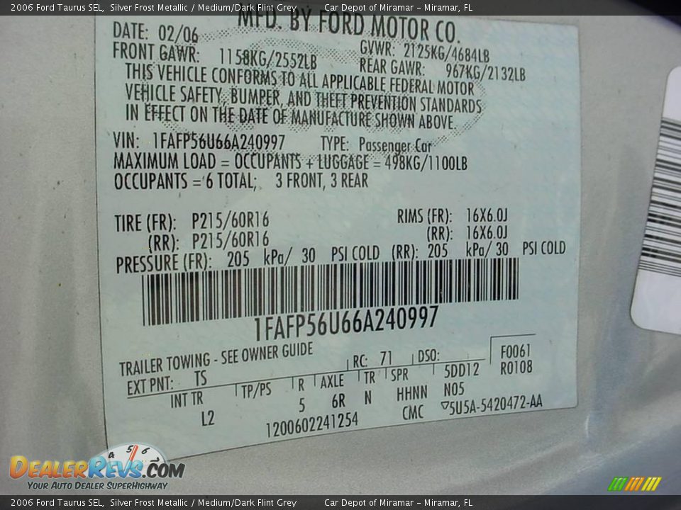 2006 Ford Taurus SEL Silver Frost Metallic / Medium/Dark Flint Grey Photo #18