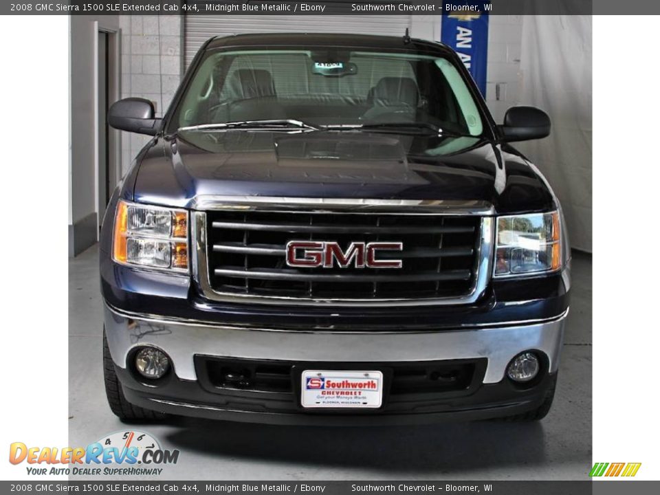 2008 GMC Sierra 1500 SLE Extended Cab 4x4 Midnight Blue Metallic / Ebony Photo #2