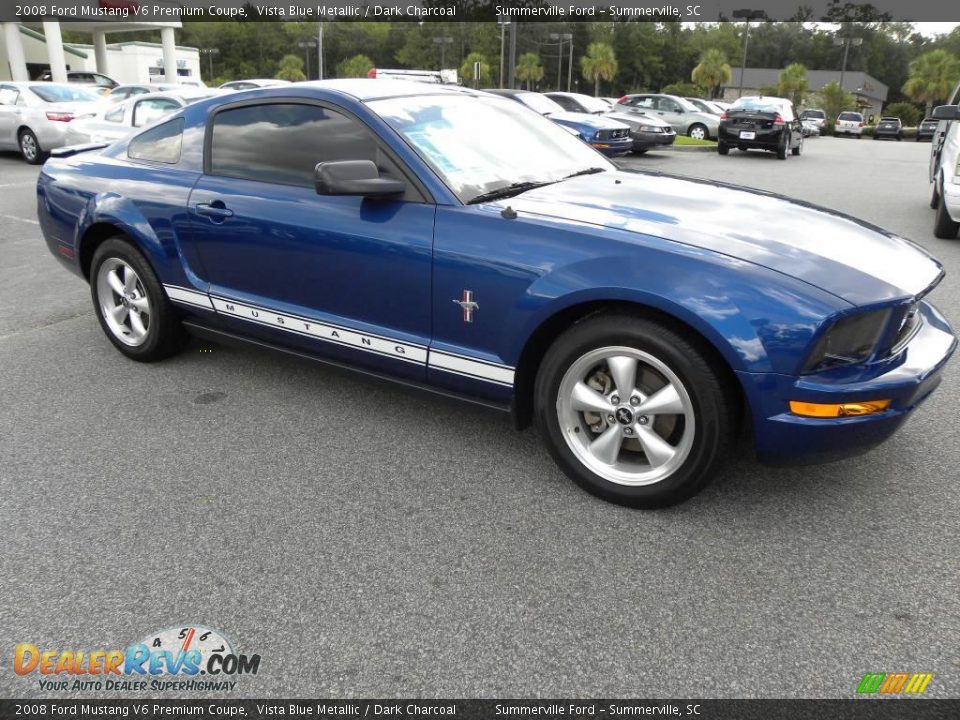 2008 Ford Mustang V6 Premium Coupe Vista Blue Metallic / Dark Charcoal Photo #9