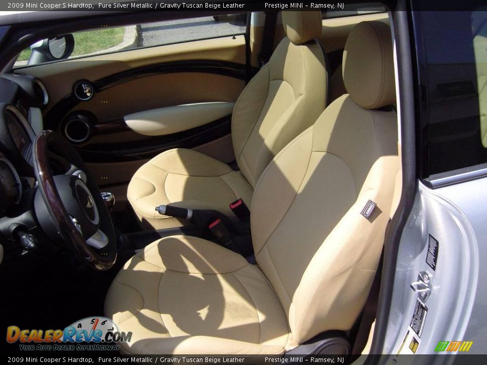2009 Mini Cooper S Hardtop Pure Silver Metallic / Gravity Tuscan Beige Leather Photo #5